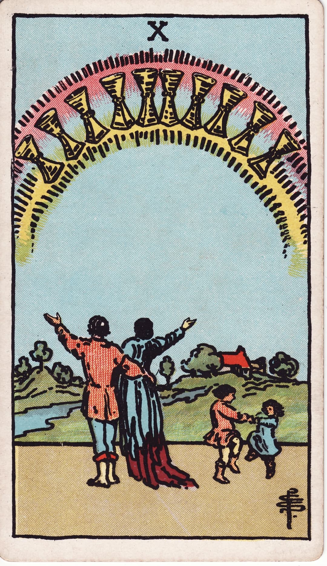 Ilustração da carta Dez de Copas