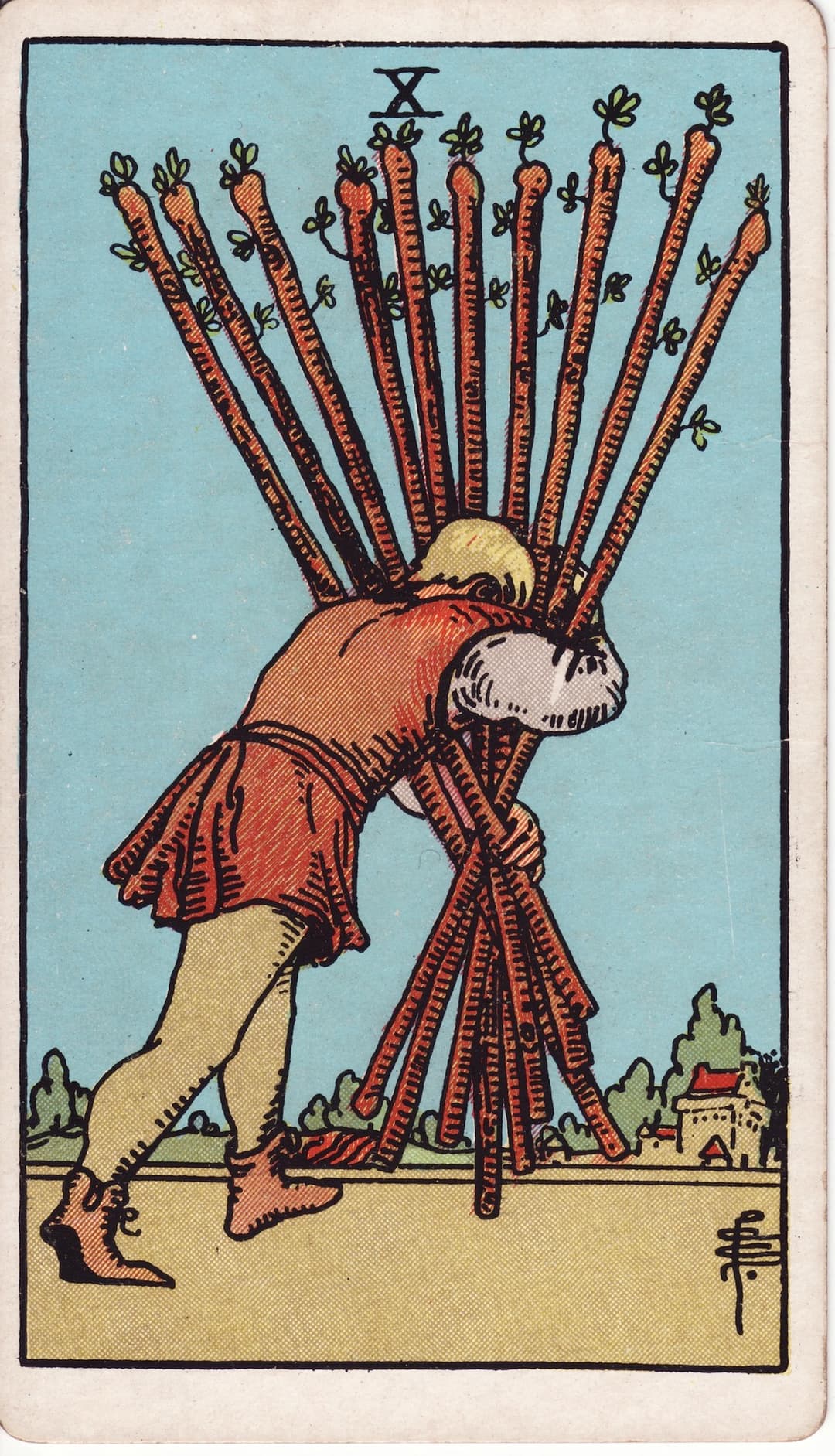 Ilustração da carta Dez de Paus