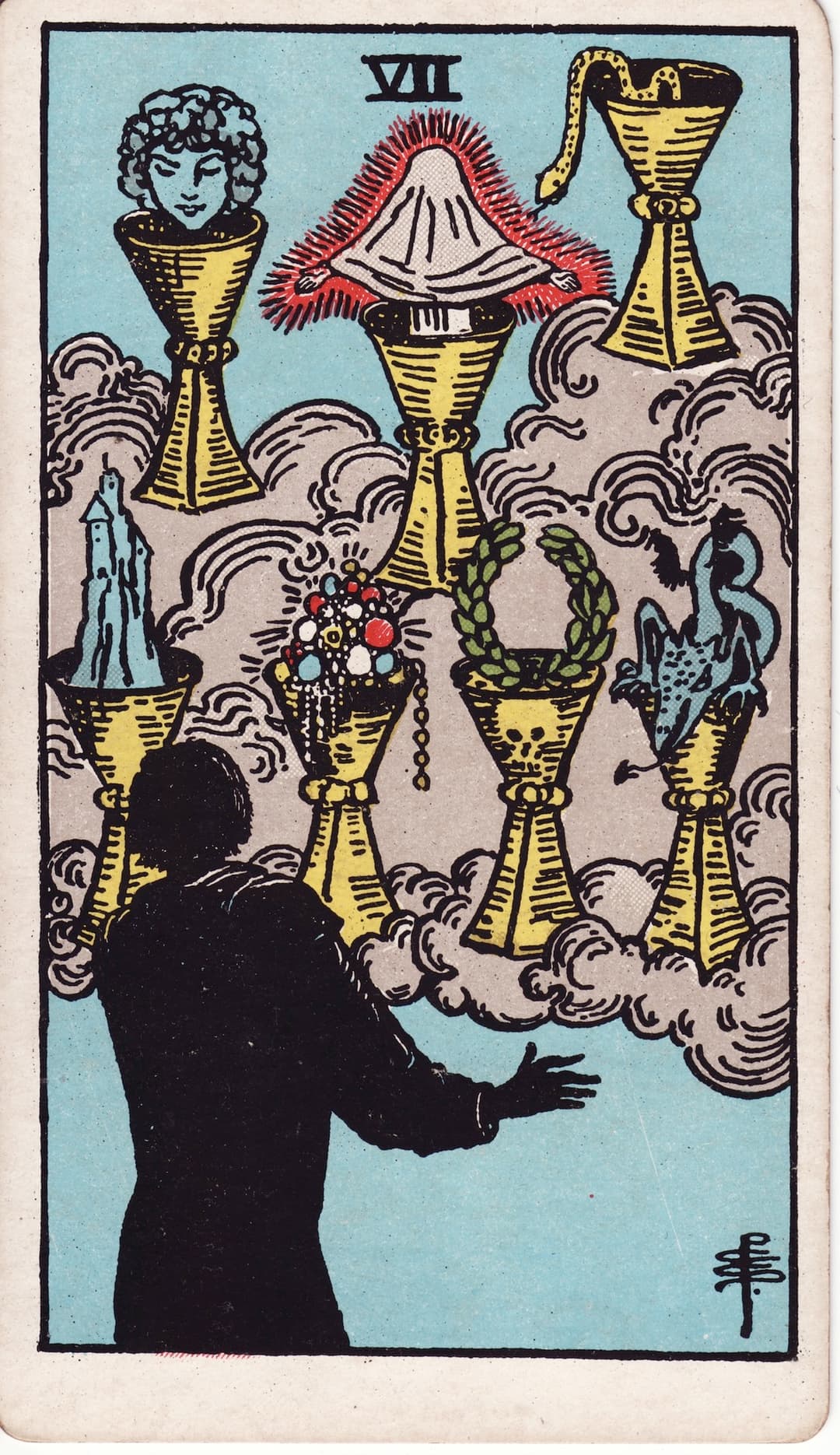 Ilustração da carta Sete de Copas